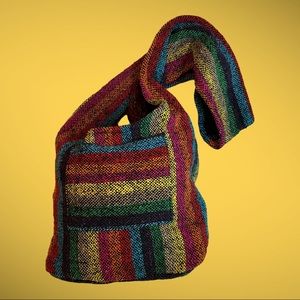 El Paso Saddle Blanket Company Multi Striped Rainbow Color Shoulder Hobo Bag